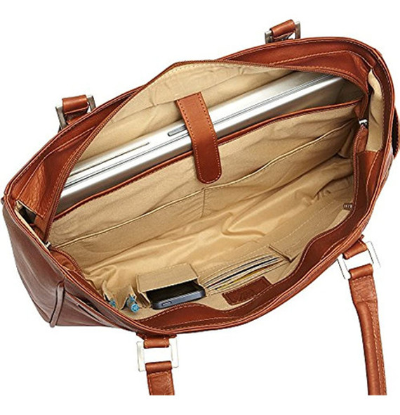 Piel Para Damas Laptop Bolsa Con Bolsillos Negro) 3001-blk 0