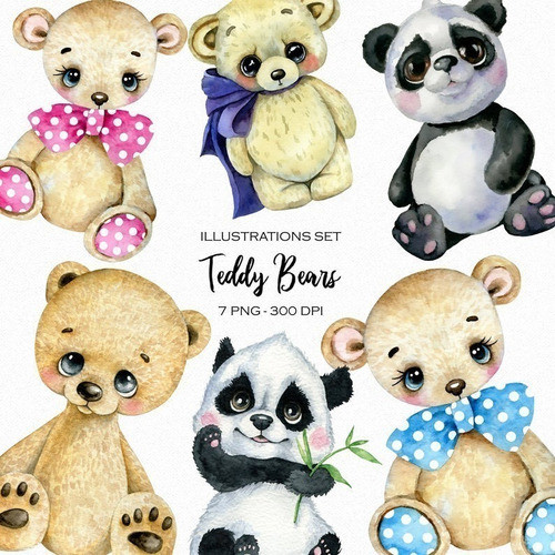 Cliparts Png Osos Ositos Panda Panditas Bb18 Kit Imprimible 0