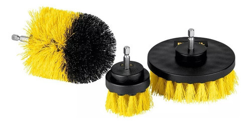 Kit 3 Cepillos Para Taladro Limpieza De Tapizados Detailing 0