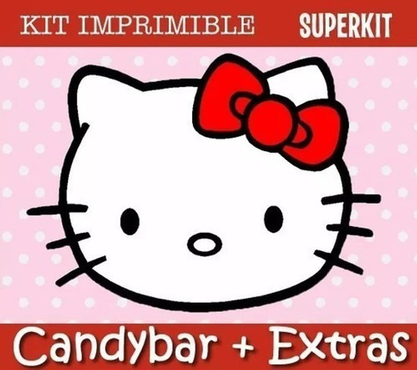 Kit Imprimible Hello Kitty Candybar Invitaciones Cumpleaños 0