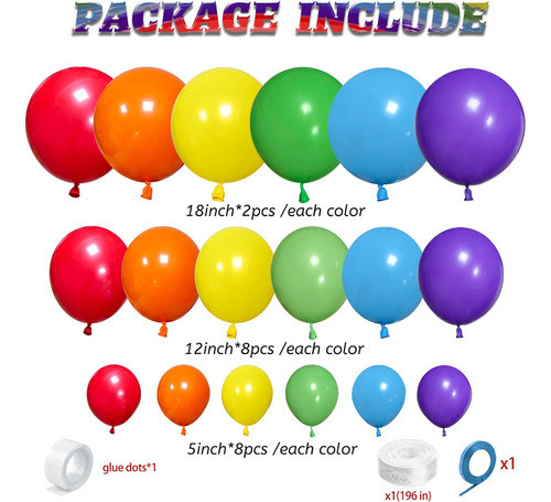 Kit De Globo De Colores Para Fiestas, 111 Piezas, 137x76x33 1