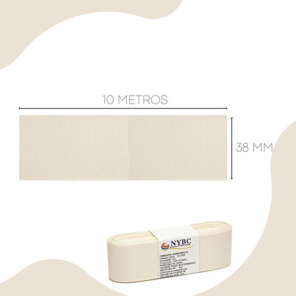 Fita Para Laço De Gorgurão Bege Natural - 38mm C/10m - Criar 0