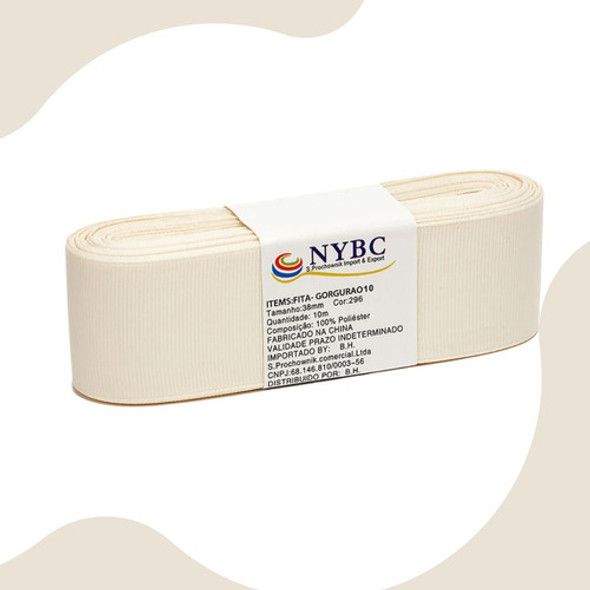 Fita Para Laço De Gorgurão Bege Natural - 38mm C/10m - Criar 1