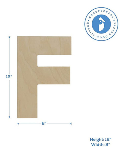 Cartas De Madera F - Sin Terminar 12.0 X 8.0&nbsp;in, Monog. 1