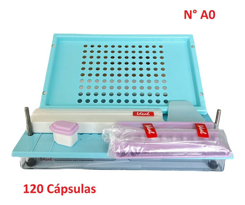 Encapsuladora Manual C/ Base Bandeja 120 Cápsulas N0 Azul A0 1