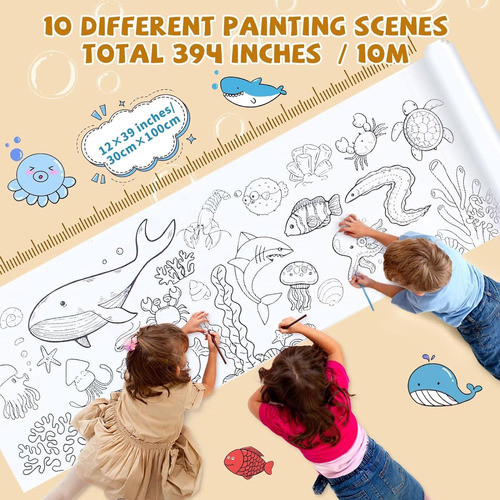 Rollo De Papel Para Dibujar De 30x99 Cm Para Niños, 10 Hojas 1