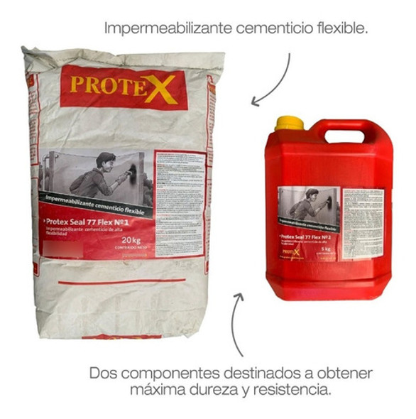 Protex Seal 77 Flex X 25kg Cementicio Flexible Impermeable 1