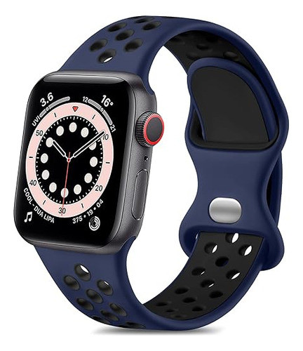 Correa Deportiva P/apple Watch 38-40-41mm Azul Med/negro M/l 0