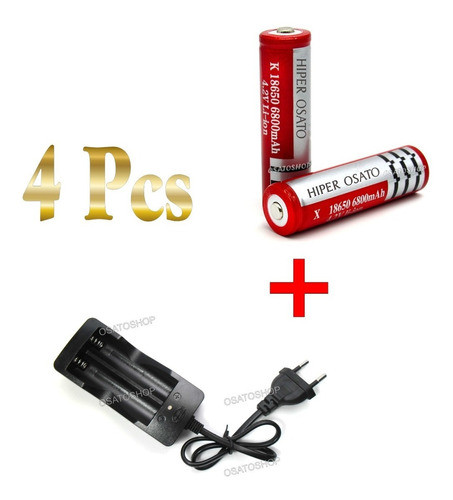 Frete Grátis, Kit 4 Baterias 18650 3.7v + Carregador Duplo 0