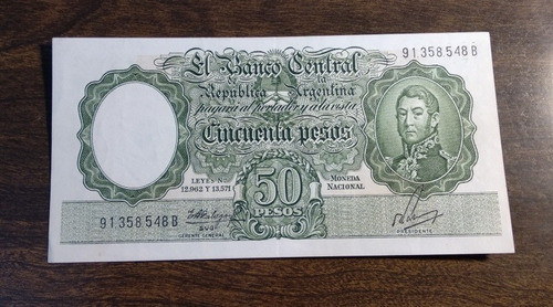 Bottero N 2008, Billete Argentina 50 Pesos Moneda Nacional. 1