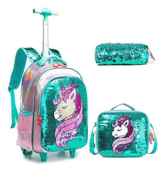 Juego De Mochila, Lonchera Y Cartuchera Diseno De Unicornio 0