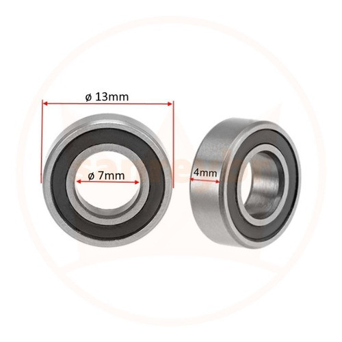 Kit 2 Rolamentos Mr137rs Ø7mm X Ø13mm X 4mm (mr137 2rs) 1