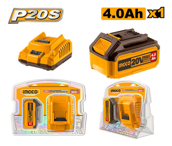 Set X1 Bateria 20v 4amp + 1 Cargador Ingco Fbcpk1214 -smf 0