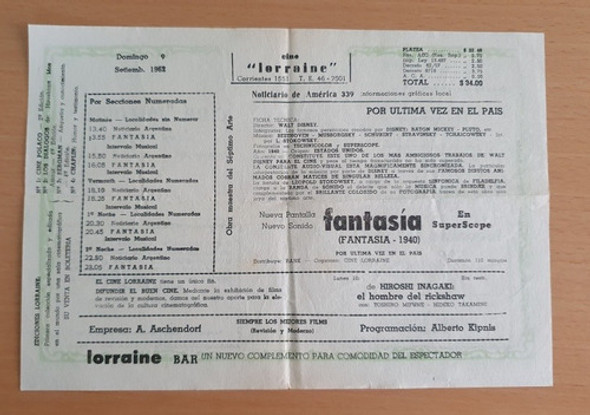 Programa Cine Lorraine - Fantasía Septiembre 1962 1