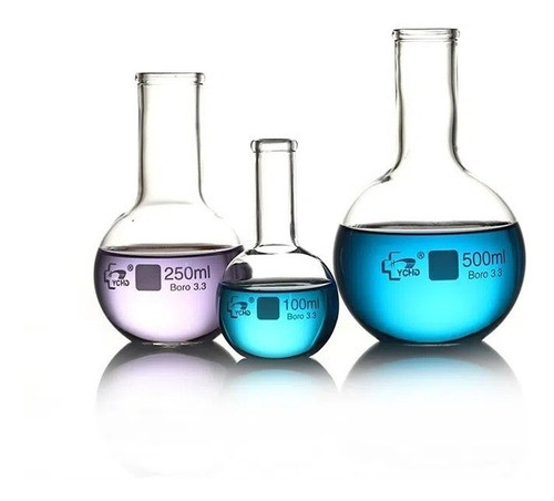 Balón Fondo Plano De 500ml De Vidrio Boro 3.3 *inlabs* 0