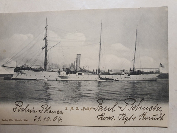 Antigua Postal De 1904- Barco De Guerra-s.m.s. Falke  1010 1