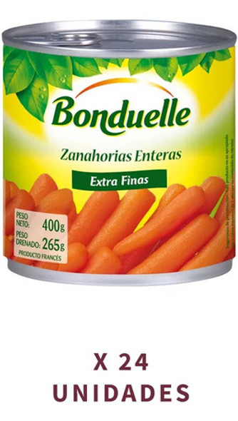 Zanahorias Enteras Bonduelle X400gr X24 Unidades Francia 0
