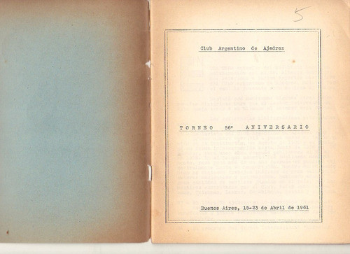 Club Argentino De Ajedrez Torneo 56 Aniversario 1961 1