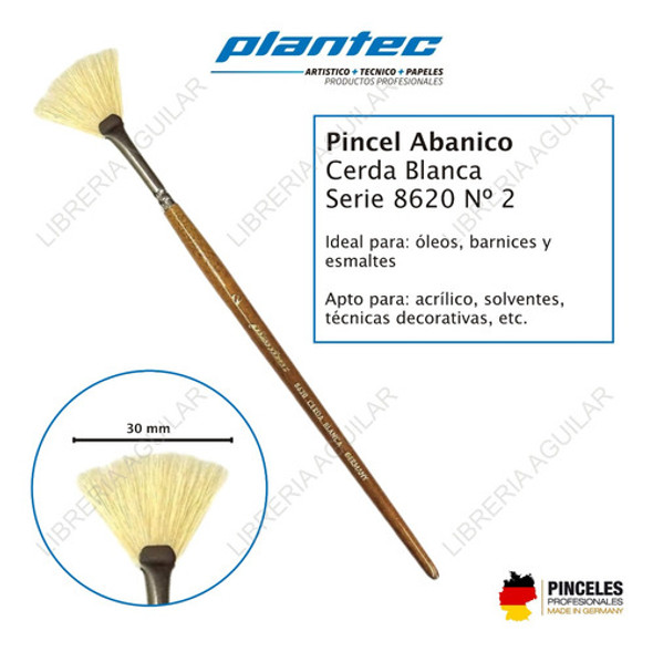 Pincel Abanico N° 2 S 8620 Plantec Cerda Blanca 1