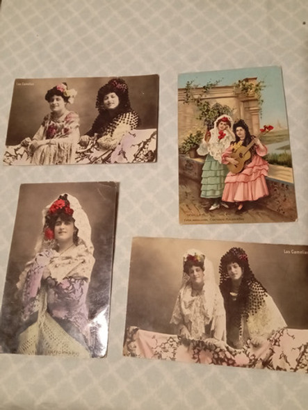 Lote 4 Postales Antiguas Las Camelias España 0