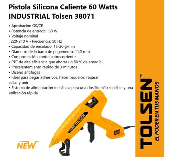 Pistola Silicona Caliente Industrial 60 Watts Tolsen 38071 1