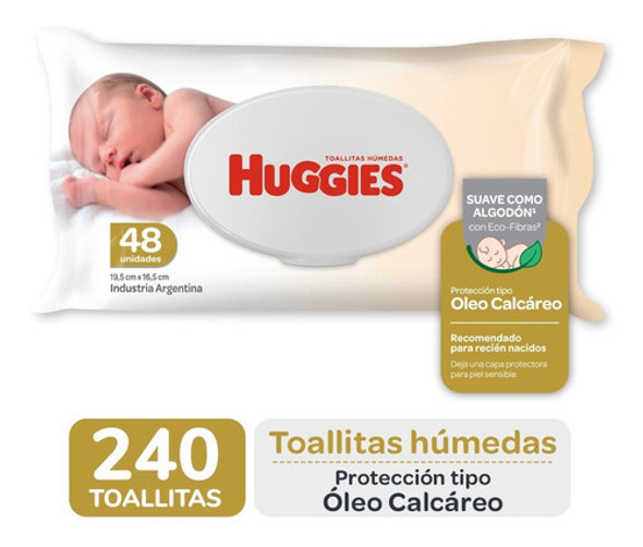 Toallas Humedas Huggies C/ Oleo Calcareo Deluxe X48 Pack X 5 0