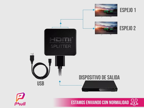 Splitter Hdmi 4k 1x2 Activo 3d Duplica Tu Pantalla 1