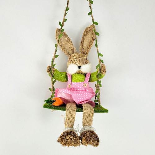 Coelho Casal No Balanço 35x17x18cm Pendente Páscoa 1