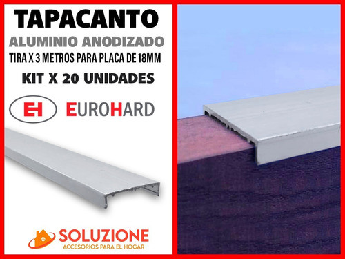 Tapacanto Aplicar Aluminio Anodizado Placa 18mm X 3mt Nuevo 1