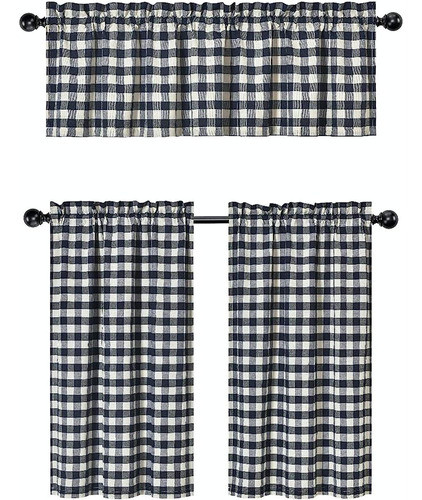 Goodgram 3 Pc. Plaid Country Chic Cotton Blend Kitchen Curta 0