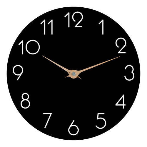 Cicininc Reloj De Pared Negro, Funciona Con Pilas, Reloj De 0