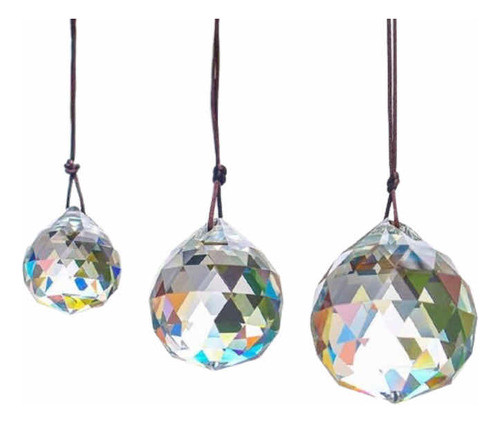 3 Esferas De Cristal Atrapasoles Con Ganchos Para Colgar 0
