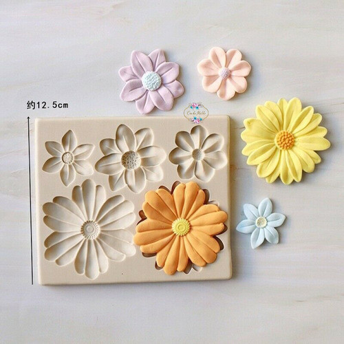 Molde De Silicone Flores Diversas Grandes 5 Modelos 0