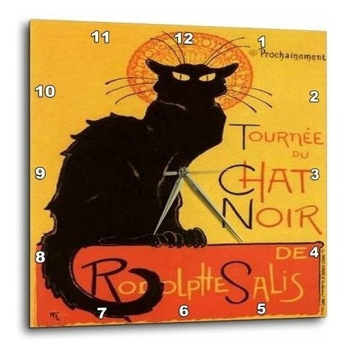 3drose Cats Le Chat Noir Reloj De Pared 10 Por 10 Pulgadas 0