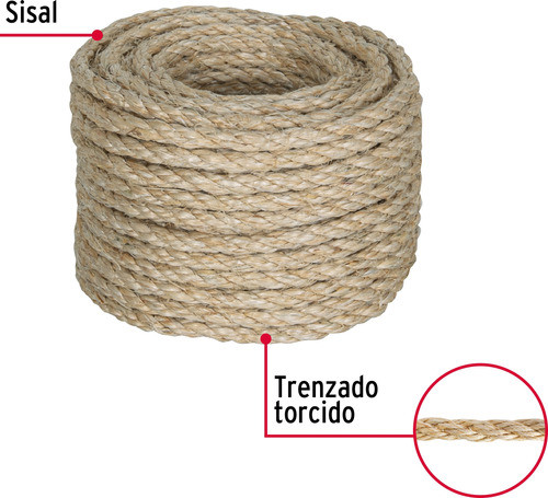 Cuerda Soga Sisal Natural Trenzada 6mm Rollo 15mt Fiero 1