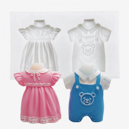 Molde De Silicone Chá De Bebê - Roupas Vestido E Macacão 1
