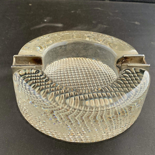 Cenicero Circular 9cm De Cristal Con Base Decorativo 0