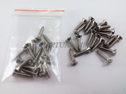 19 Parafusos Inox Polido Escudo Tampa/ Canoa/ Padrão Fender 1