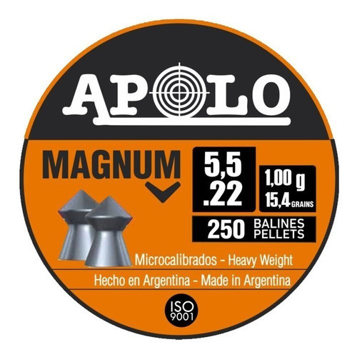 Balines Apolo Magnum Cal 22 5,5 Mm 100gr X250 Unidades 1