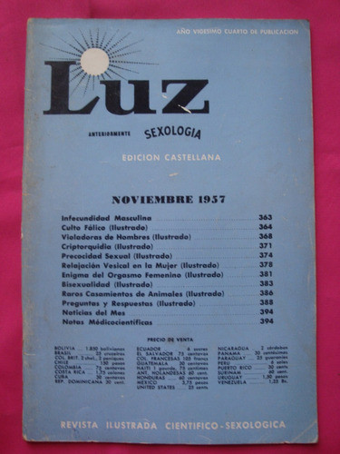 Antigua Guia Educativa Sexual  Revista Luz N° 11 Nov. 1957 0