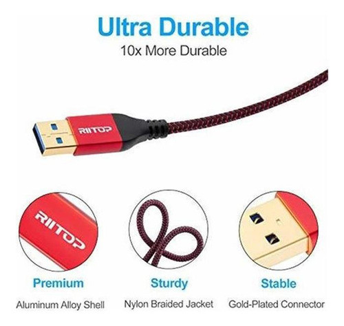Cable De Extension Usb 3.0 Corto De 1 Pie (paquete De 2), R 1