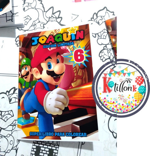 Libros Para Colorear Souvenir Mario Bros Personalizados X 30 0