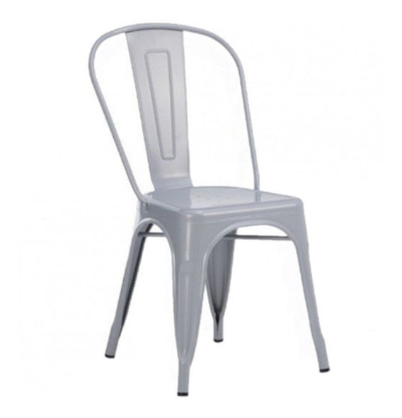 Silla Tolix Metalica Color Cromada Gris Reforzada 0