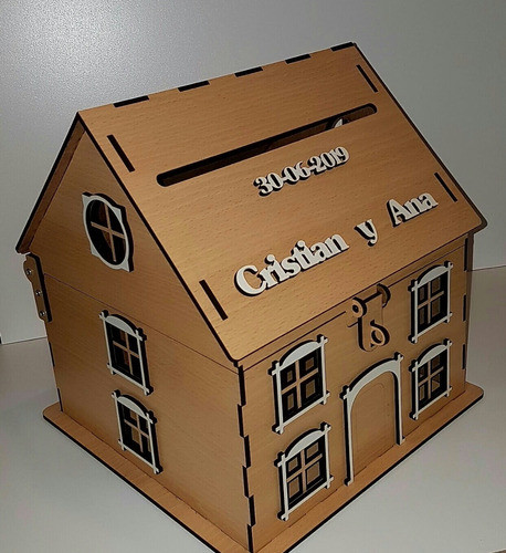 Caja Alcancía Urna Para Donaciones Casita De Madera 1