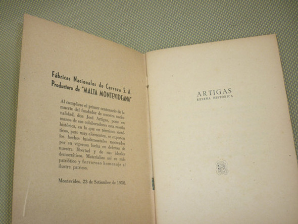 Libro Conmemorativo Artigas- Malta Montevideana 1