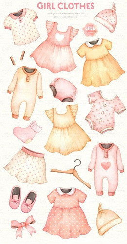 Kit Imagenes Png Cliparts Ropa Nena Rosa Acuarela Es35 1