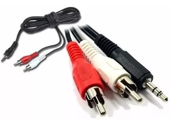 Cable Audio Estéreo Auxiliar Mini Plug Jack A 2 Rca 5 Mts 0
