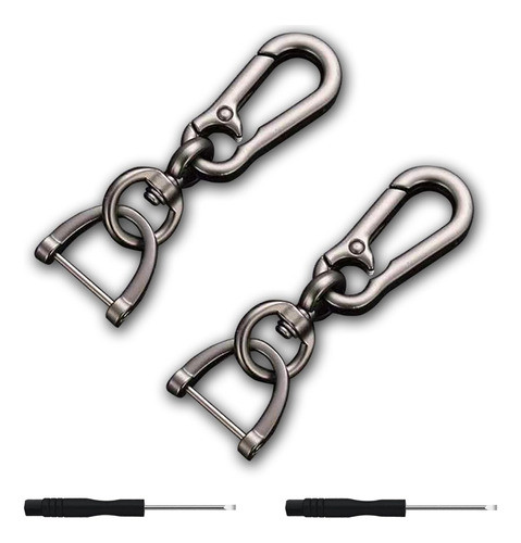 2 Llaveros Mosqueton Metal Negro Brillante Alta Calidad 0