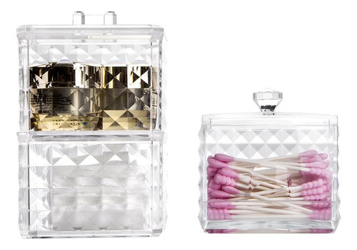 Organizador Algodón Bolas Bastoncillos Cosmético Maquillaje 1
