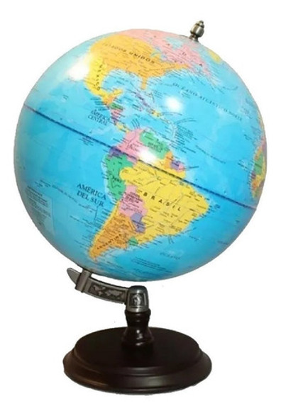 Globo Terraqueo 30cm Diam Base Madera Mapa Politico Elbrus 0